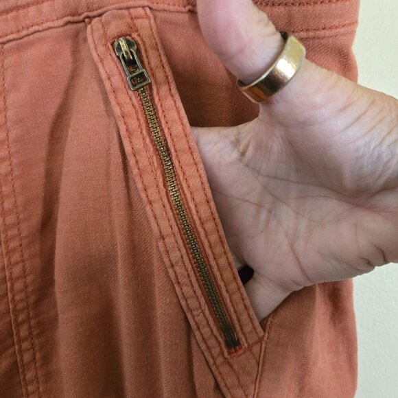 American Eagle 2024 Dreamy Drape Baggy Wide Leg Pants Terracotta Linen Size 18 - Picture 8 of 14